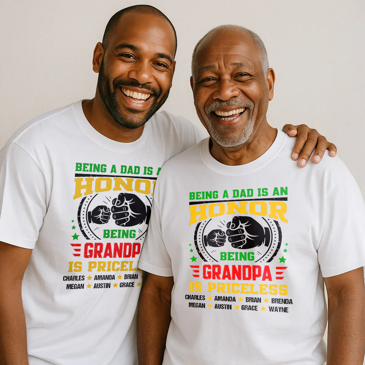 Being a Dad Is an Honor, Being a Grandpa Is Priceless Shirt - Custom 2D Unisex Tee Shirt - Gift For Father’s Day | HD95 - Image 6
