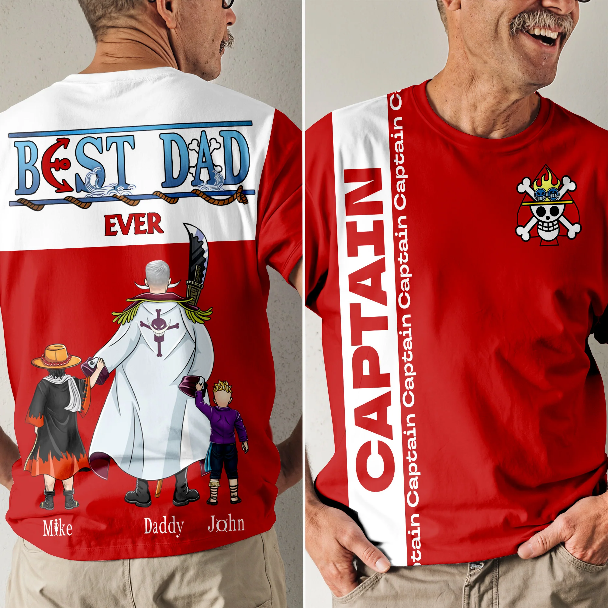 Best Captain Dad Ever - Personalized 3D Tshirt - Gift for Dad, Grandpa, Husband | CL11 NH96 - Image 2
