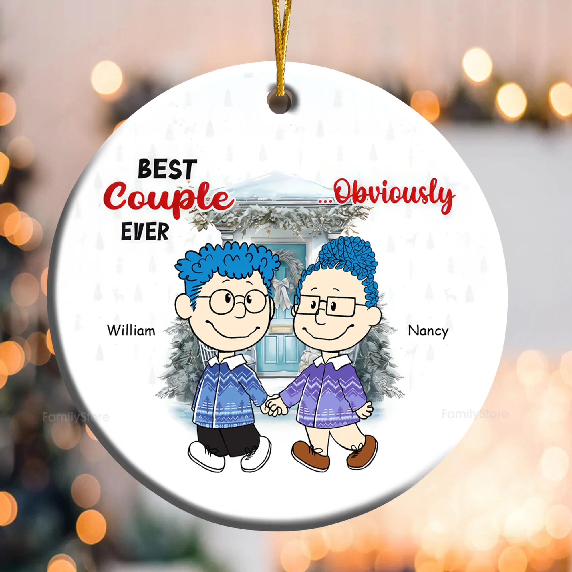 Best Couple Ever Obvicusly Personalized Ceramic Ornament - Gift For Couple, Husband Wife CL43 NH96