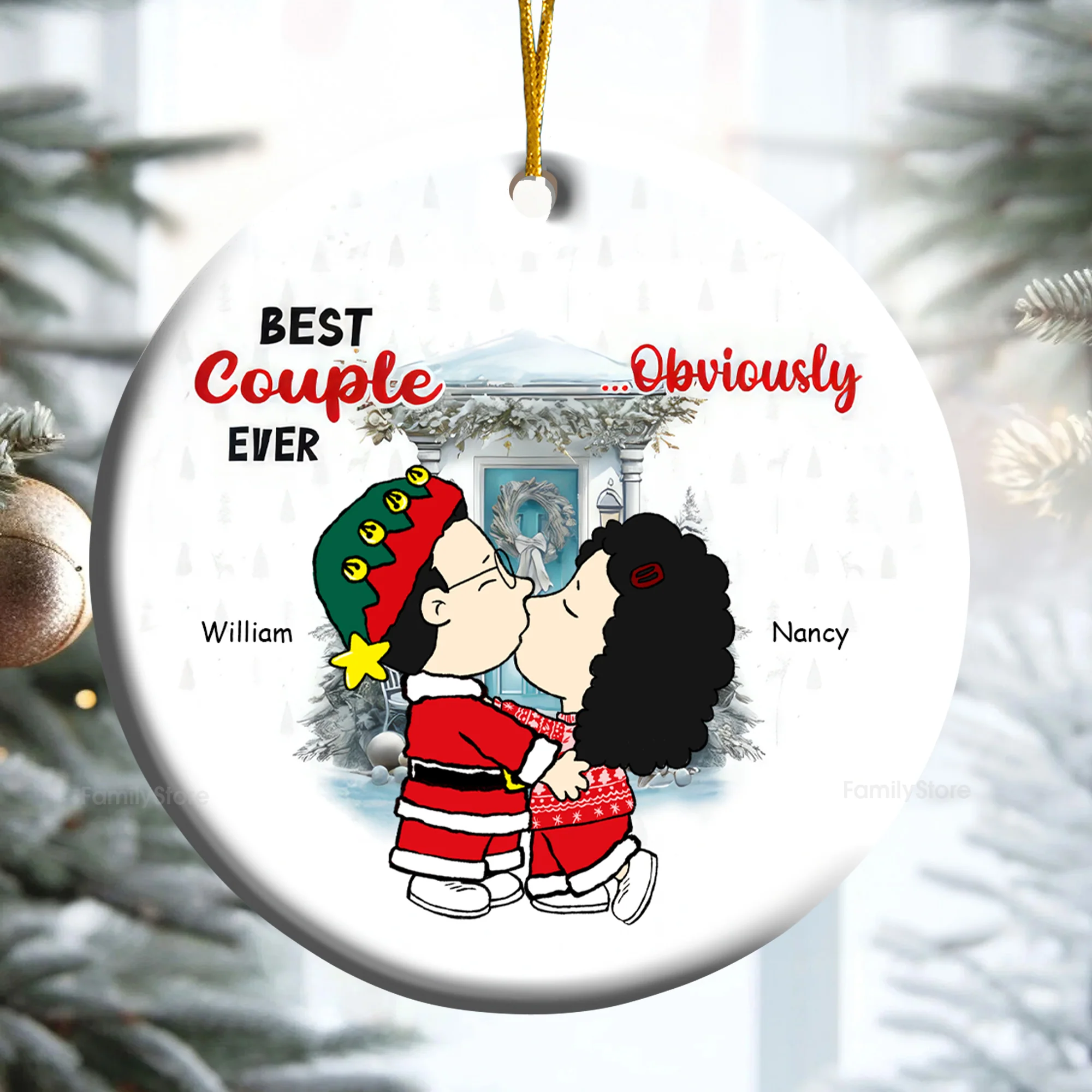Best Couple Ever Obvicusly Personalized Ceramic Ornament - Gift For Couple, Husband Wife CL45 NH96 - Image 2