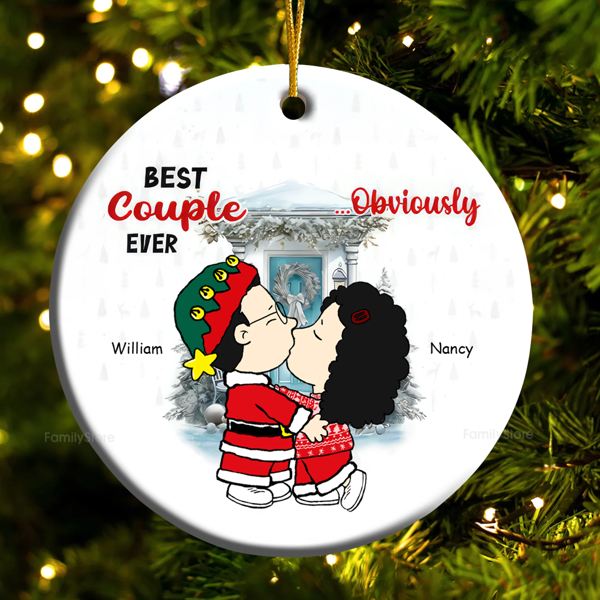 Best Couple Ever Obvicusly Personalized Ceramic Ornament - Gift For Couple, Husband Wife CL45 NH96 - Image 4