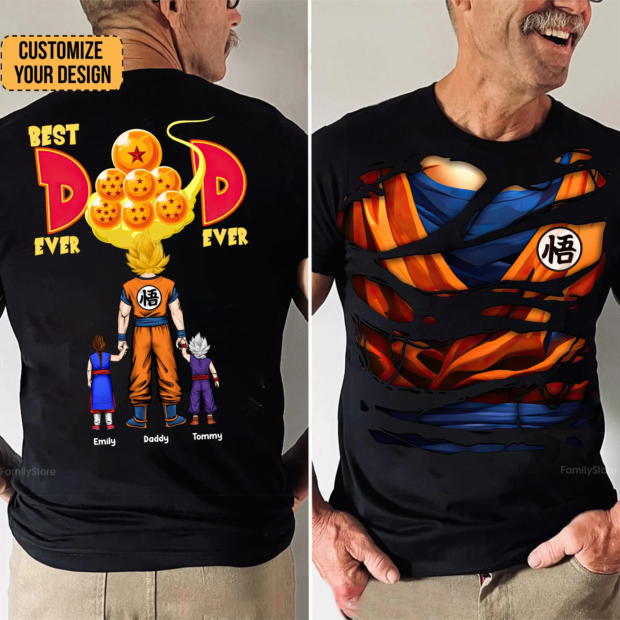 Best Dad Ever Dragon Ball - Personalized Shirt - Gift for Dad, Grandpa, Husband | CL03 NH96 - Image 2