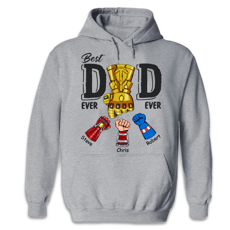 Best Dad Ever Ever Hero Hand - Gift For Dad, Grandfather - Personalized Tshirt - Image 4