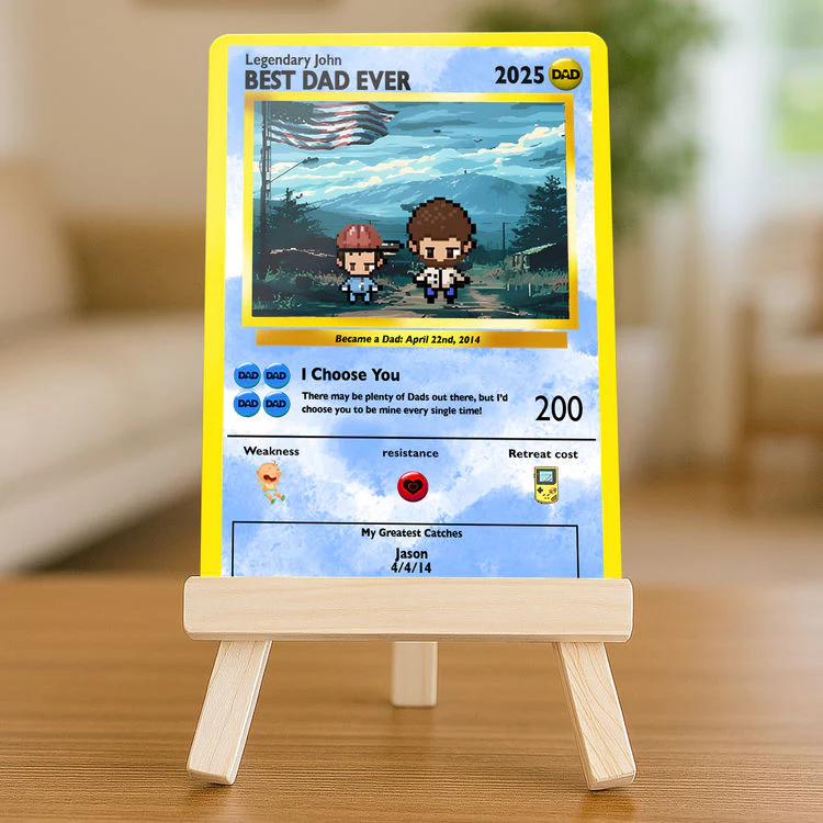 Best Dad Ever - Happy Father's Day - Personalized Pixel PoMo Metal Card - Gift For Dad | CL62 HH01 - Image 2