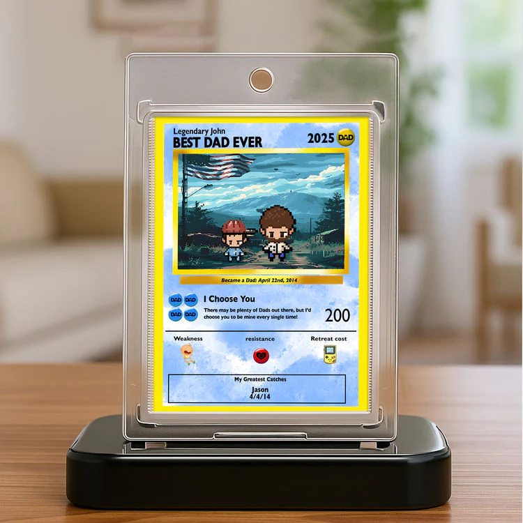 Best Dad Ever - Happy Father's Day - Personalized Pixel PoMo Metal Card - Gift For Dad | CL62 HH01 - Image 3