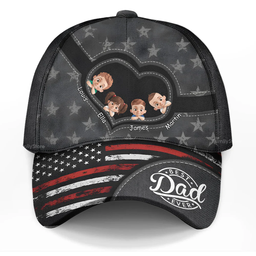 Best Dad Ever Patriotic- Family Personalized Custom Classic Cap - Father's Day, Gift For Dad, Grandpa | GR26 PT - Image 5