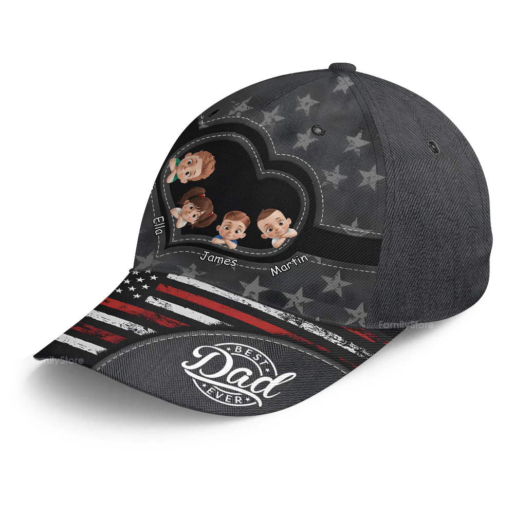 Best Dad Ever Patriotic- Family Personalized Custom Classic Cap - Father's Day, Gift For Dad, Grandpa | GR26 PT - Image 6