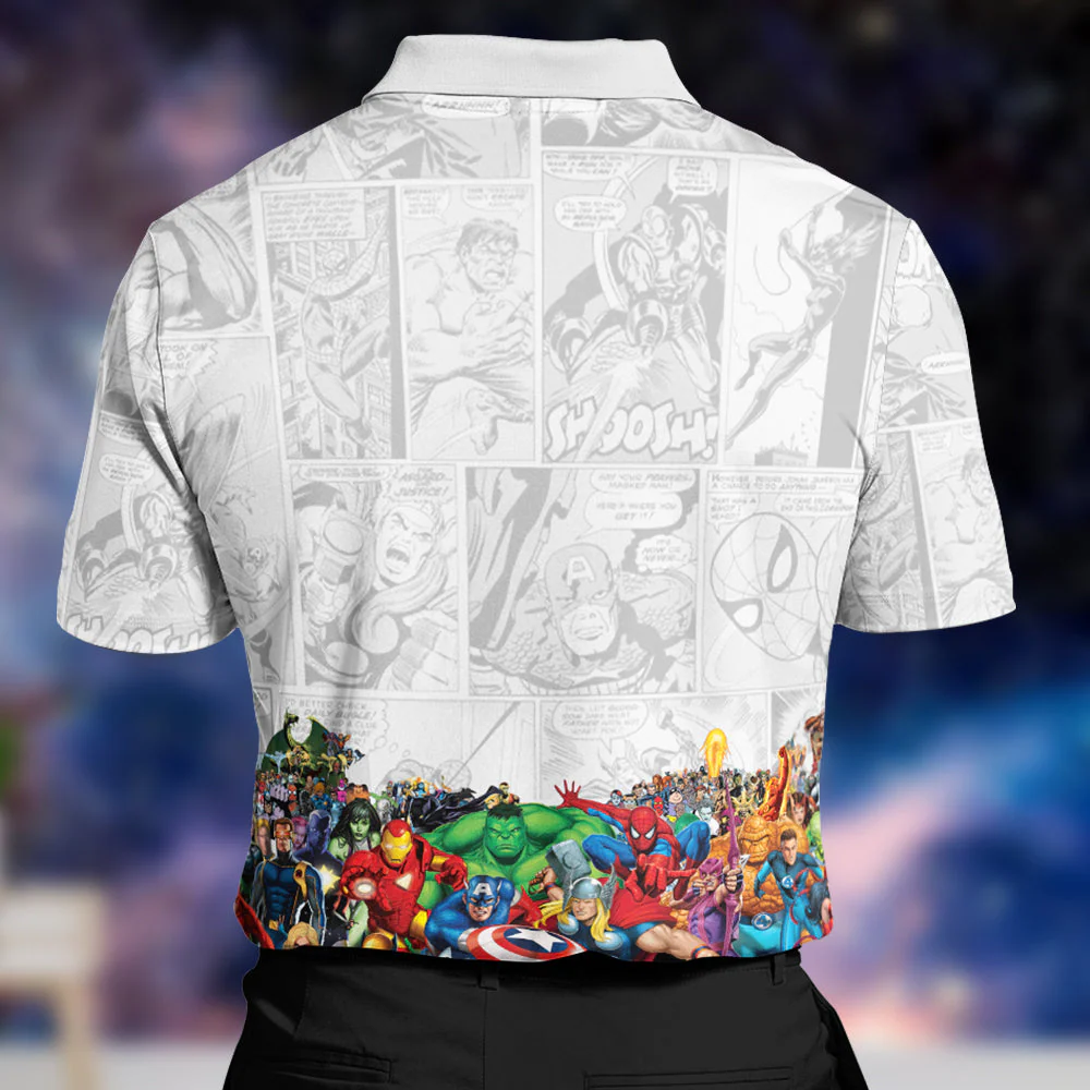 Best Dad Ever Superhero Marvel - Personalized All over Print Polo - Gift for Dad, Father's Day | CL02 - Image 3