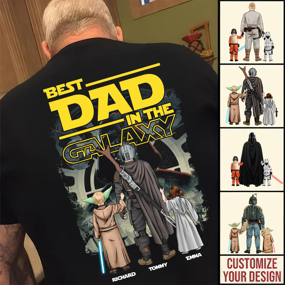 Best Dad In The Galaxy - Personalized Shirt - Gift for Dad, Grandpa, Husband | CL08 NH96 - Image 2