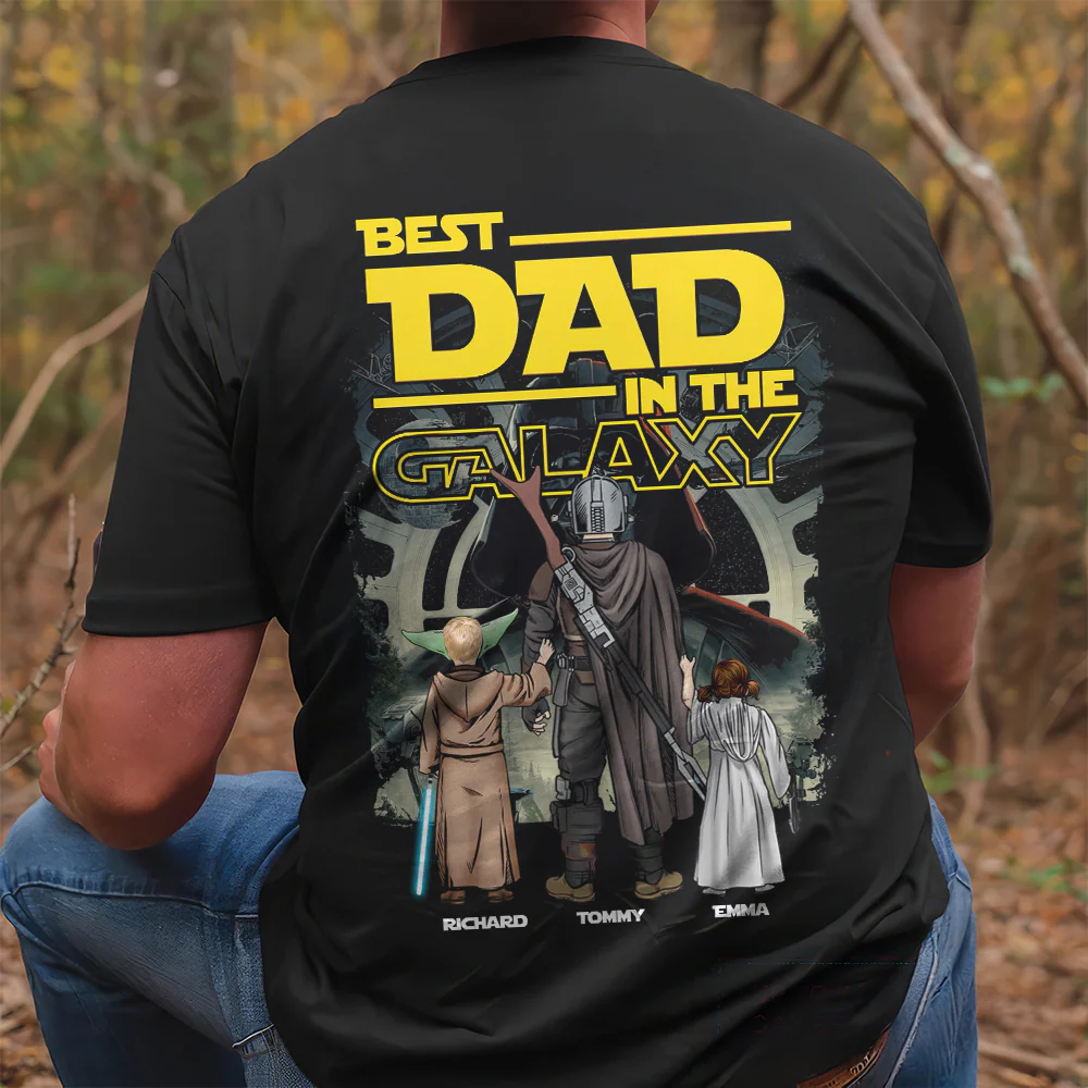 Best Dad In The Galaxy - Personalized Shirt - Gift for Dad, Grandpa, Husband | CL08 NH96 - Image 3