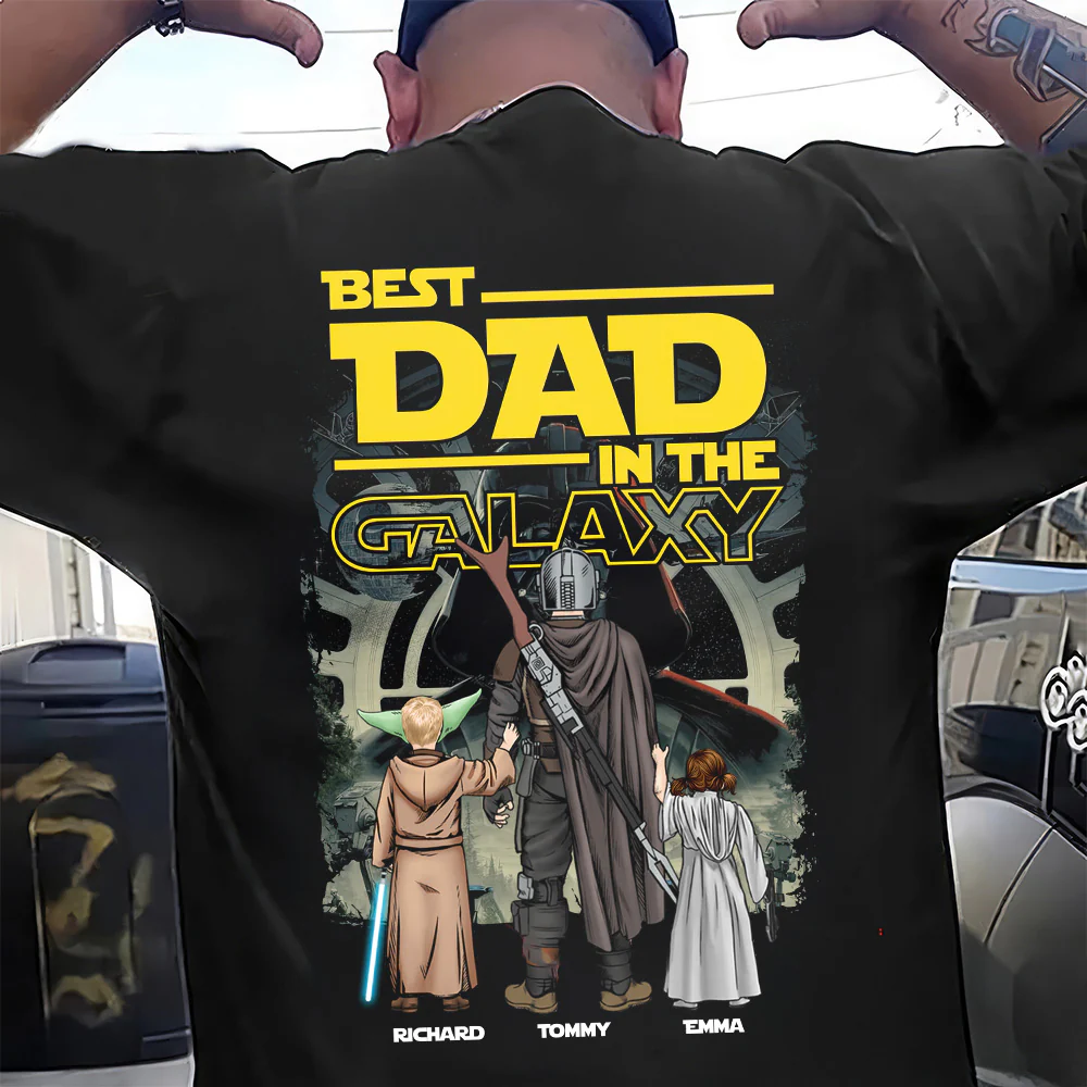 Best Dad In The Galaxy - Personalized Shirt - Gift for Dad, Grandpa, Husband | CL08 NH96 - Image 4