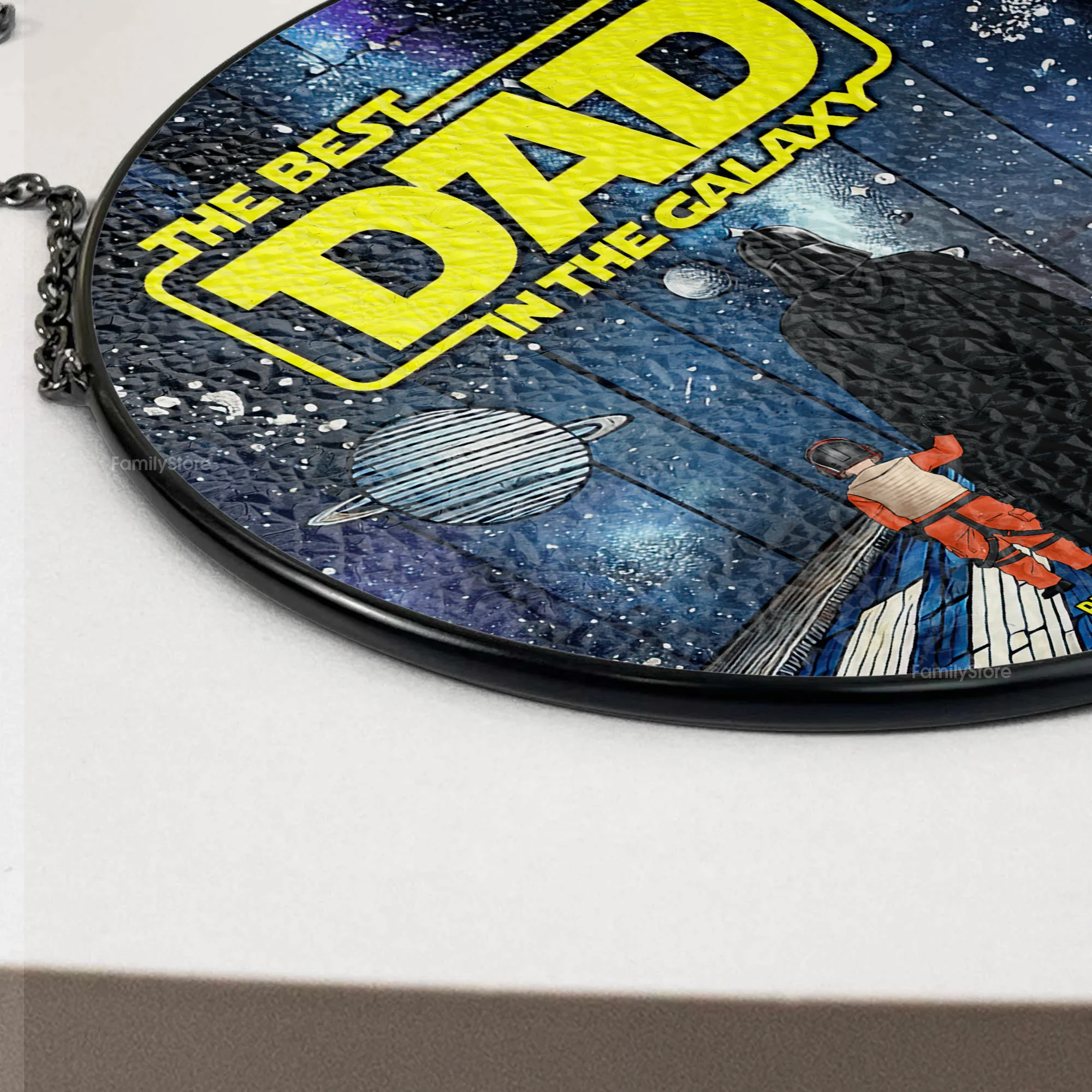 Best Dad In The Galaxy - Personalized Stained Glass Window Hanging Suncatcher - Gift for Dad, Grandpa, Husband | CL08 NH96 - Image 3