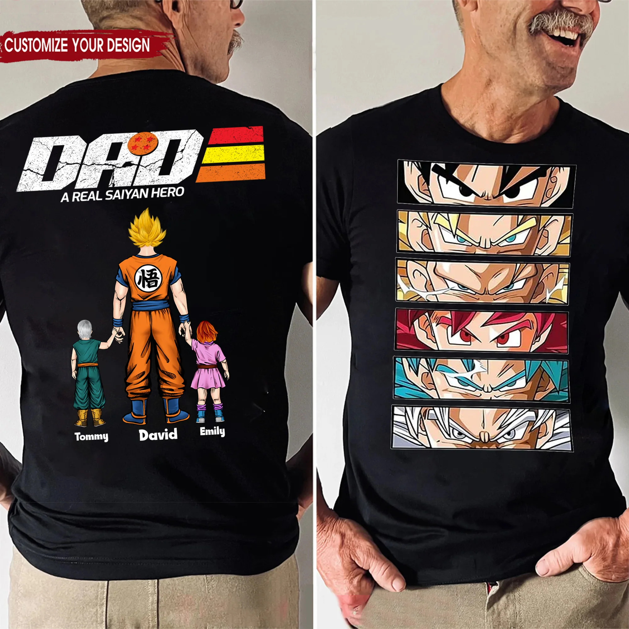 Best Dad Is Right Here Dragon Ball Goku San - Gift For Father's Day - Personalized Shirt 2 Side - Image 2