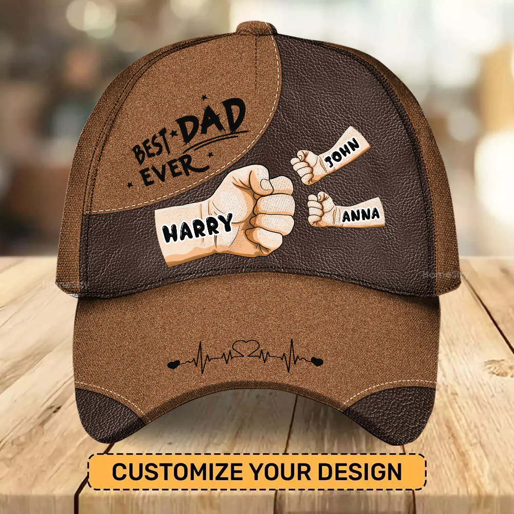 Best Dad Papa Ever Fist Bump - Personalized Classic Cap - Gift For Dad, Father's Day | GR6 NA94 - Image 2