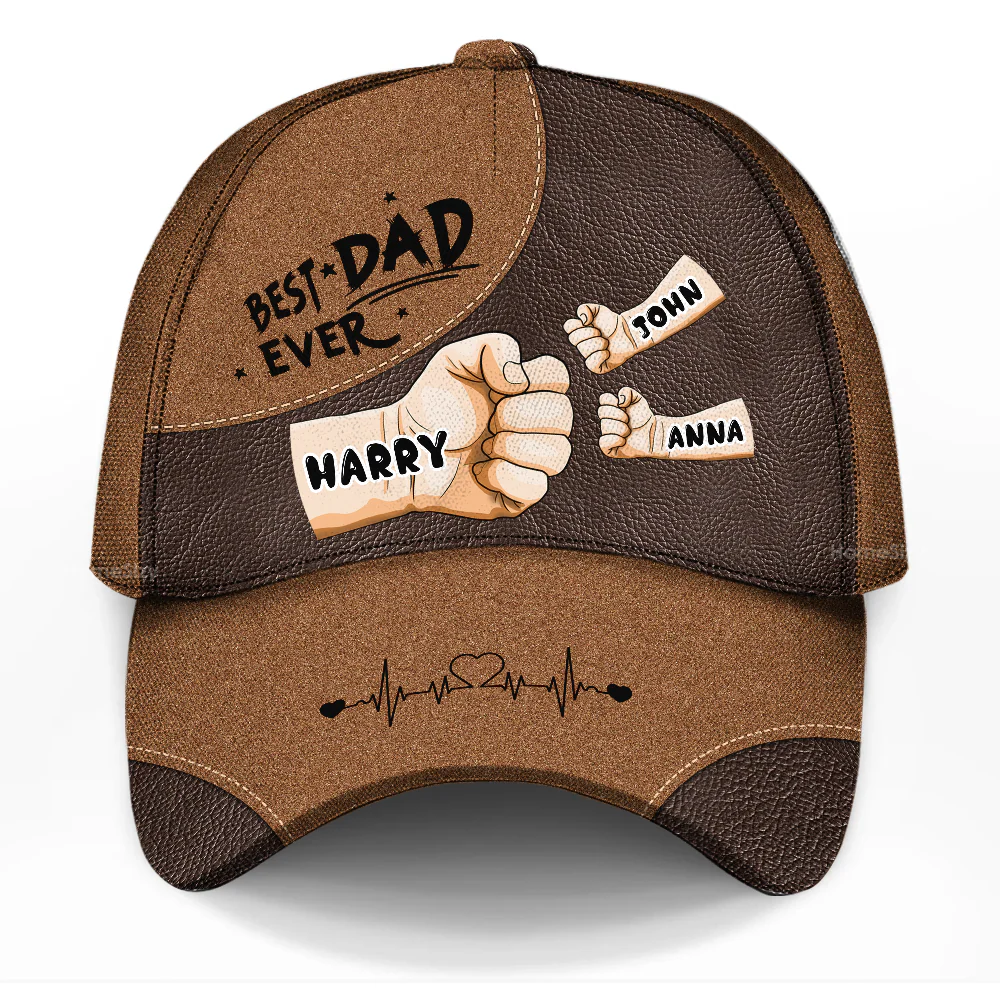 Best Dad Papa Ever Fist Bump - Personalized Classic Cap - Gift For Dad, Father's Day | GR6 NA94 - Image 3