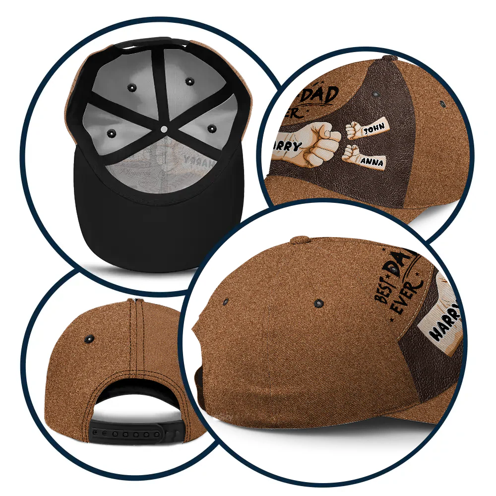 Best Dad Papa Ever Fist Bump - Personalized Classic Cap - Gift For Dad, Father's Day | GR6 NA94 - Image 6