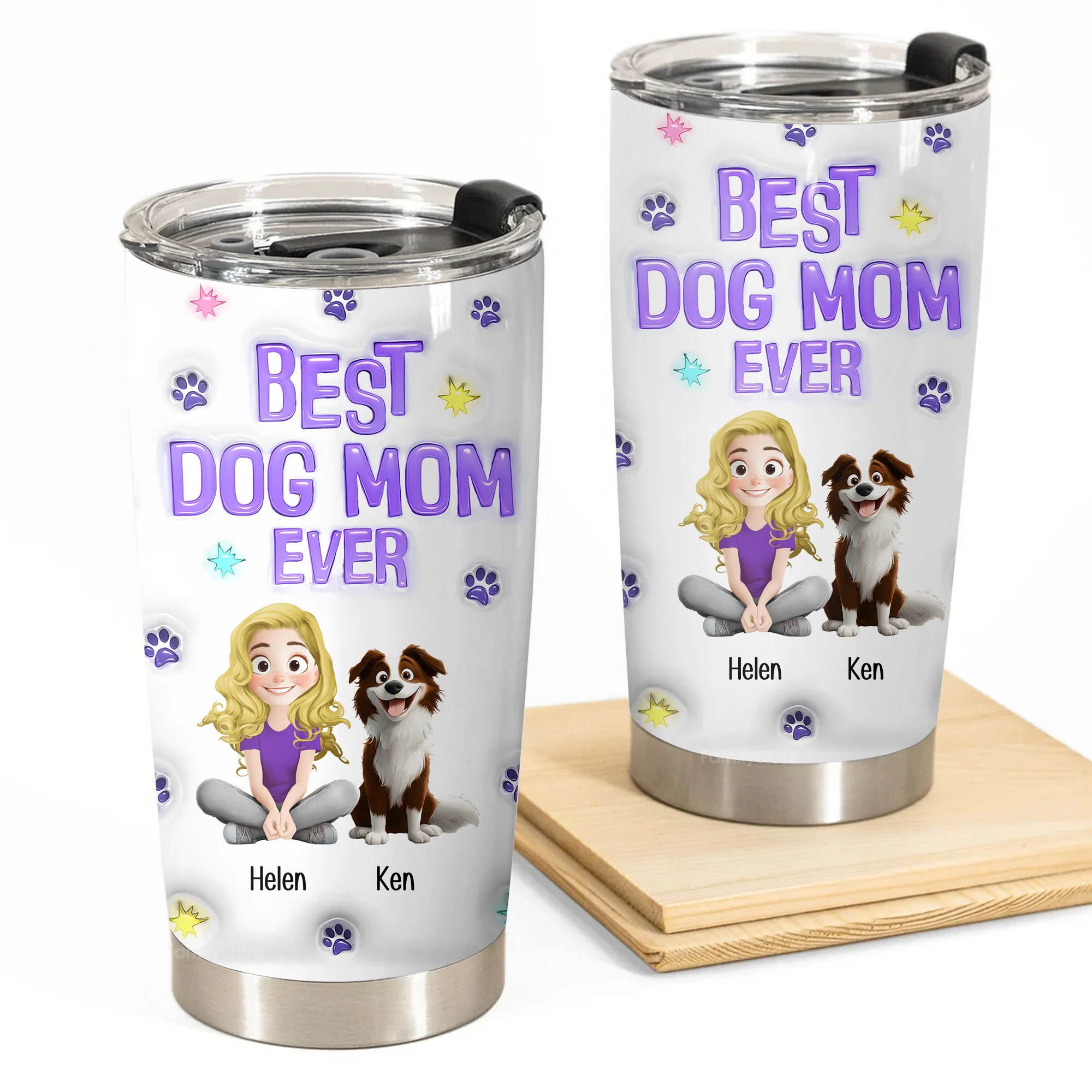 Best Dog Mom Ever 3D Inflated Effect Cartoon Dog - Personalized Tumbler Cup - Gift for Pet Owners, Pet Lovers, Dog Mom | CLP15 NH96
