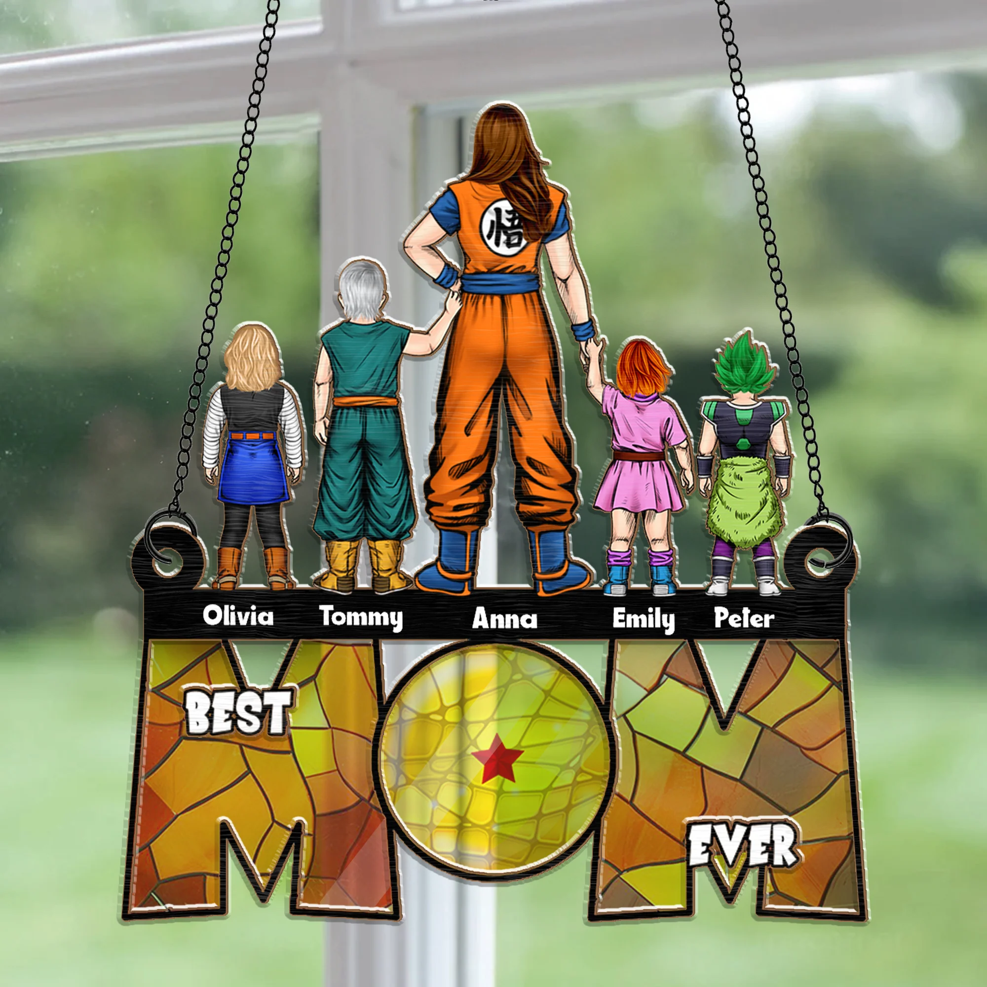 Dragon Ball Best Dragon Mom Ever - Gift For Mother - Window Hanging Suncatcher Ornamen CL03 NH96