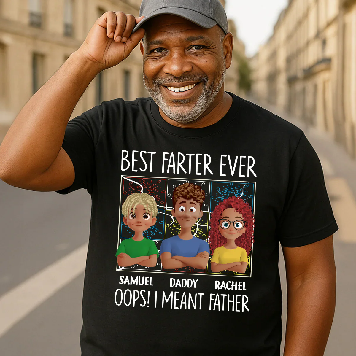 Best Farter Ever Oops I Meant Father - Funny Custom 2D T-Shirt With Kids’ Names - Gift For Dad, Father's Day | GR29 HD95 - Image 3