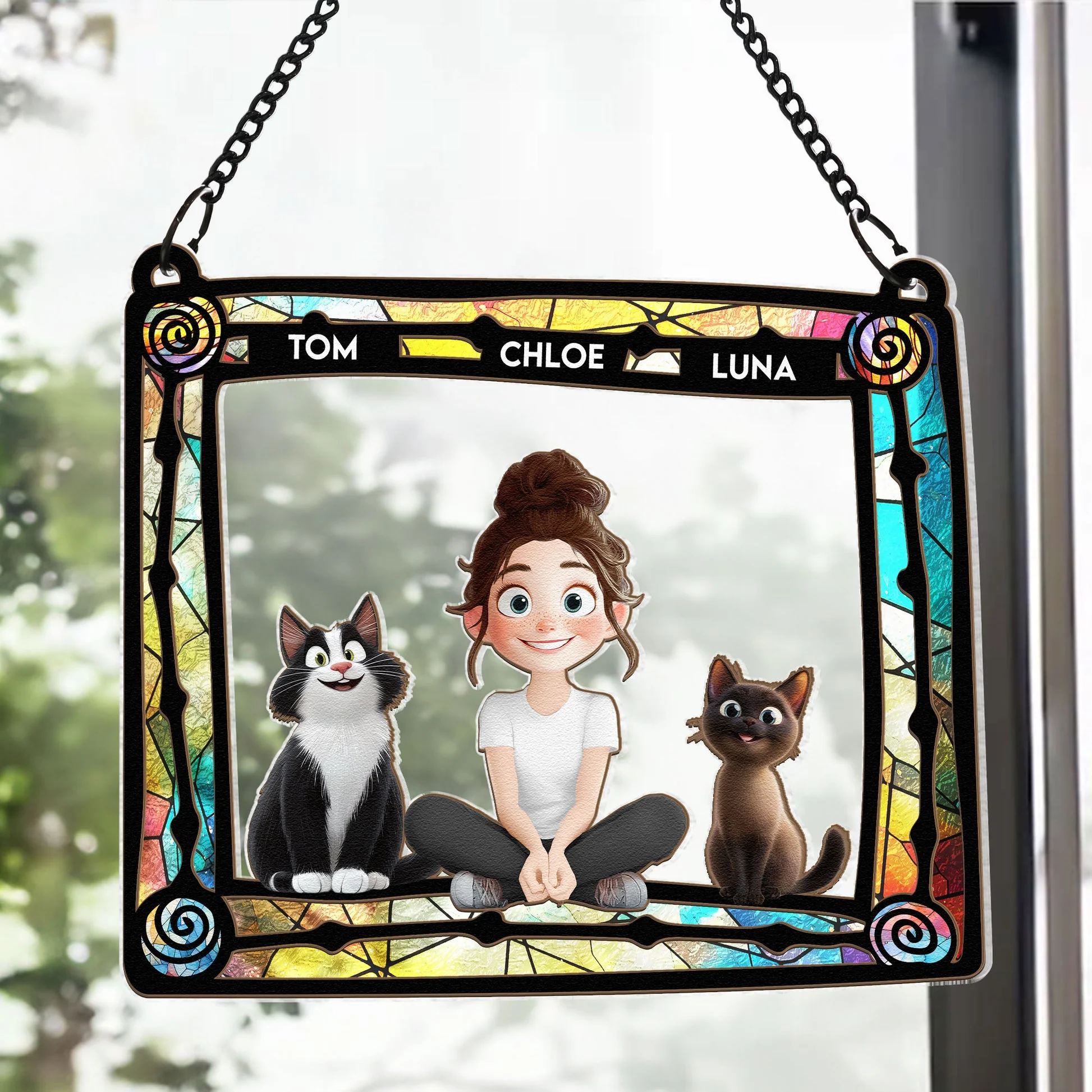 Best Fur Mom Ever Cartoon Pet - Personalized Window Hanging Suncatcher Ornament - Gift for Pet Owners, Pet Lovers, Dog Mom, Cat Mom | CLP15 NH96 - Image 5