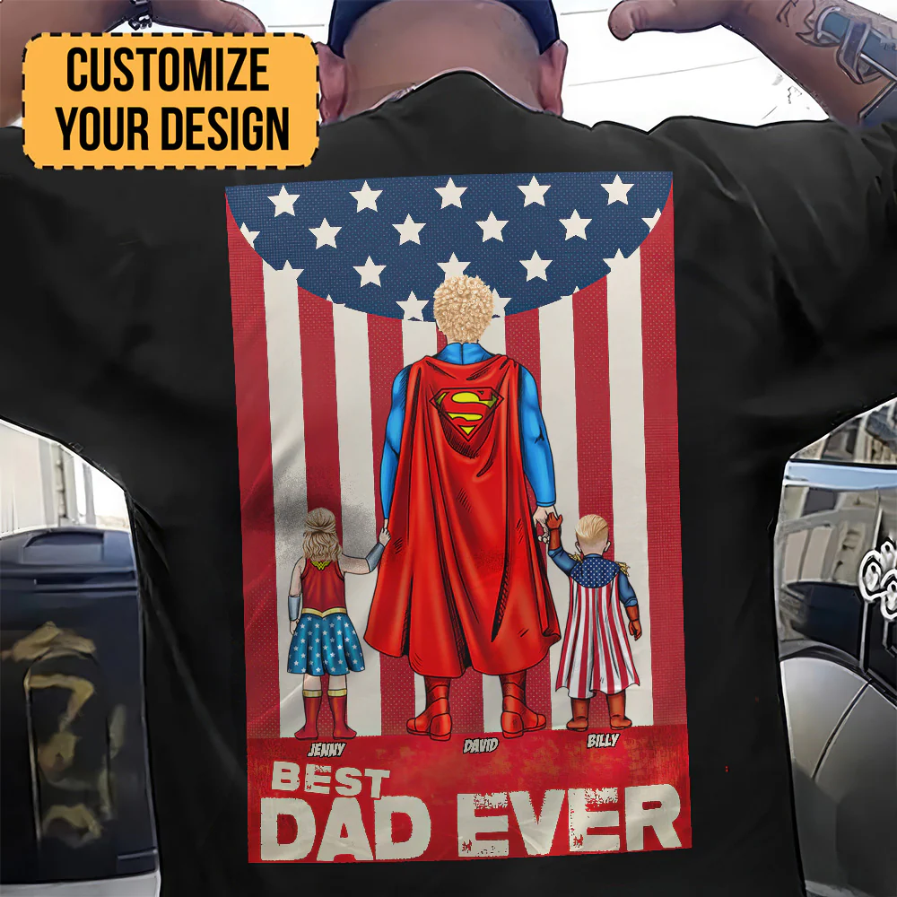 Best Hero Dad Ever - Personalized Shirt - Gift for Dad, Grandpa, Husband | CL02 NH96 - Image 3