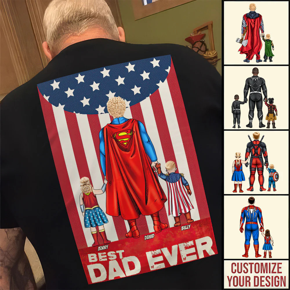 Best Hero Dad Ever - Personalized Shirt - Gift for Dad, Grandpa, Husband | CL02 NH96 - Image 4