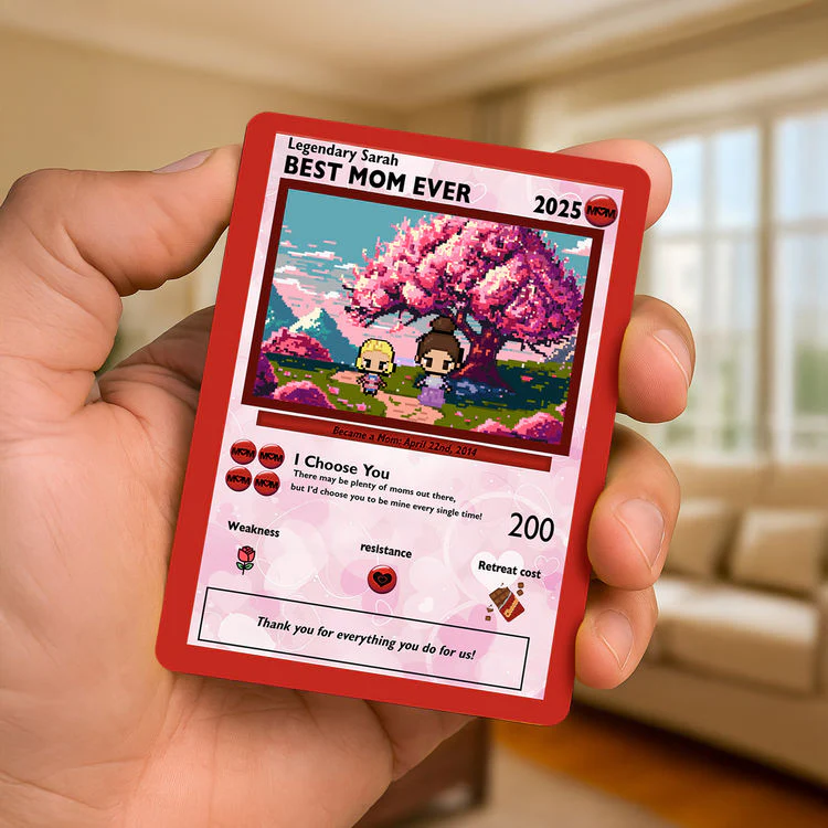 Best Mom Ever - Happy Mother's Day - Personalized Pixel PoMo Metal Card - Gift For Mom | CL62 HH01