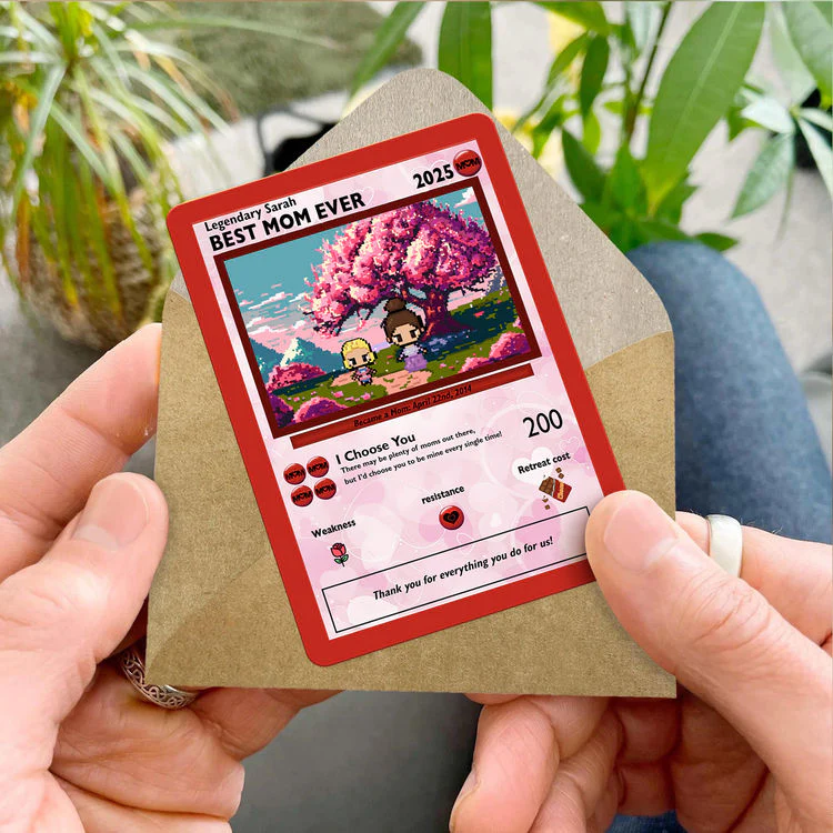 Best Mom Ever - Happy Mother's Day - Personalized Pixel PoMo Metal Card - Gift For Mom | CL62 HH01 - Image 4