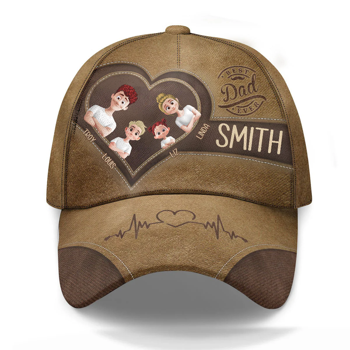 Best Papa Ever Heart - Personalized Classic Cap - Gift For Dad, Husband, Grandpa | GR29 HN02
