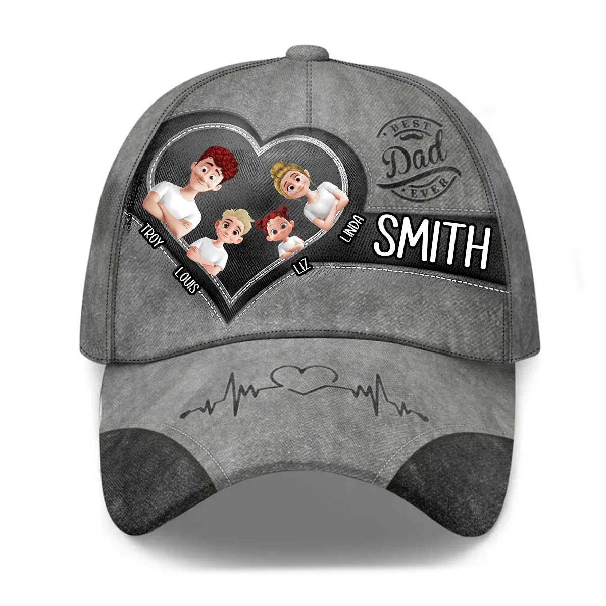 Best Papa Ever Heart - Personalized Classic Cap - Gift For Dad, Husband, Grandpa | GR29 HN02 - Image 2