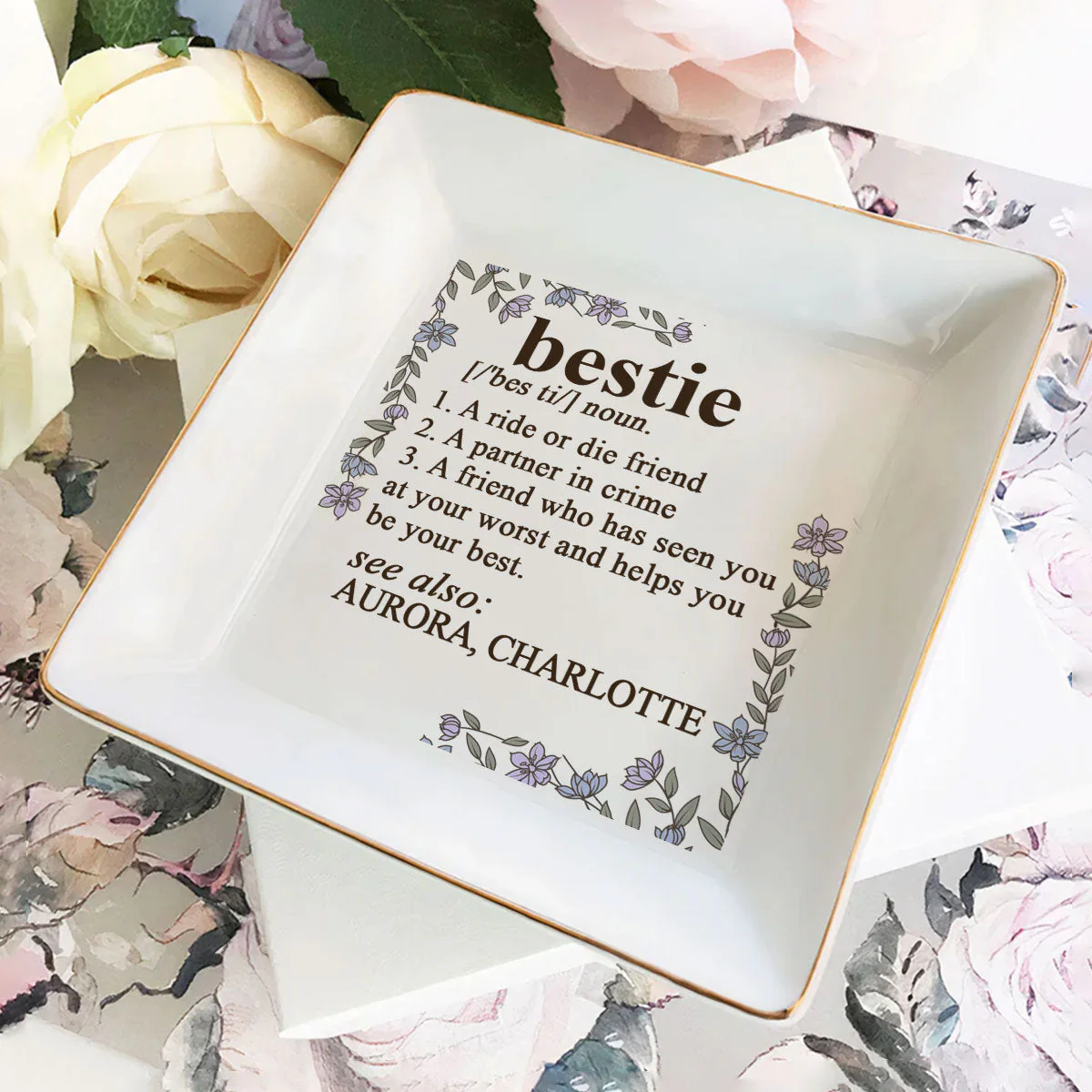 Bestie Definition - Personalized Jewelry Dish - Gift For Besties, Friends, Sisters - NA94 - Image 2