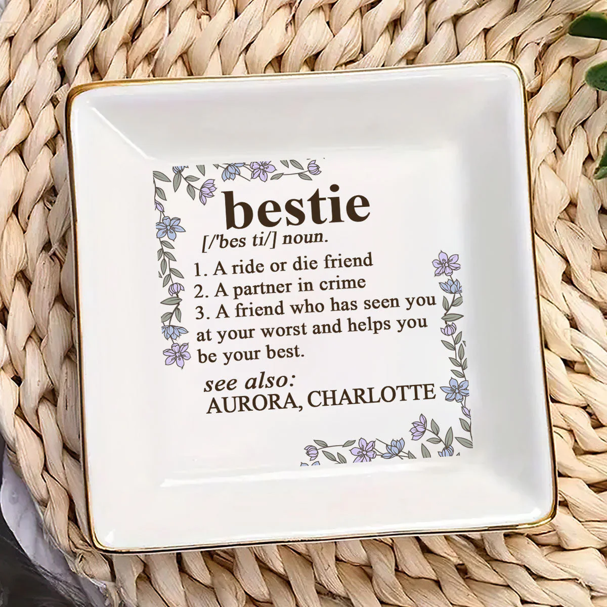 Bestie Definition - Personalized Jewelry Dish - Gift For Besties, Friends, Sisters - NA94 - Image 3