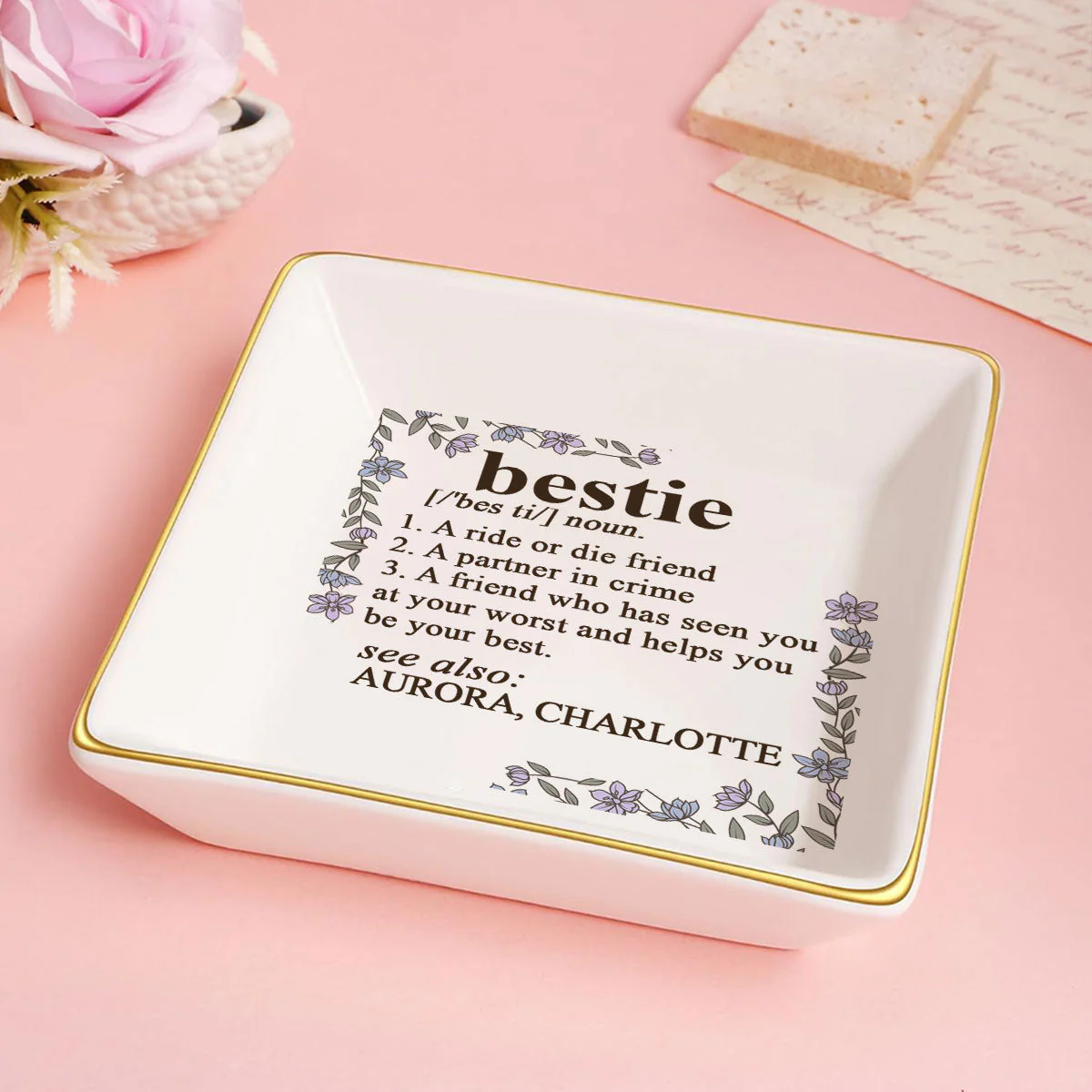 Bestie Definition - Personalized Jewelry Dish - Gift For Besties, Friends, Sisters - NA94 - Image 4