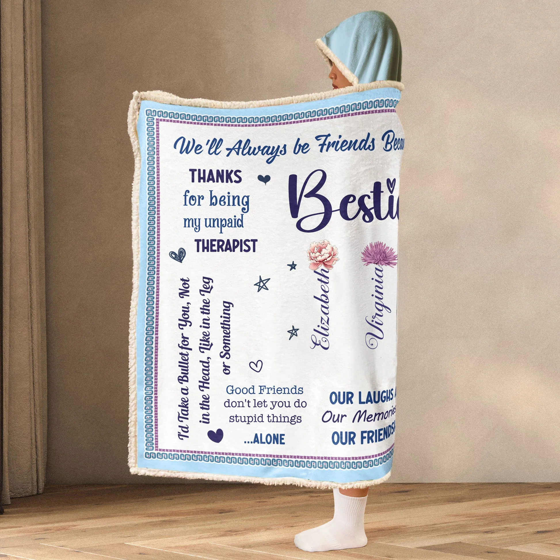 Bestie Forever - Personalized Wearable Hooded Blanket - Gift For Bestie, Sister | CL47 NA94 - Image 3