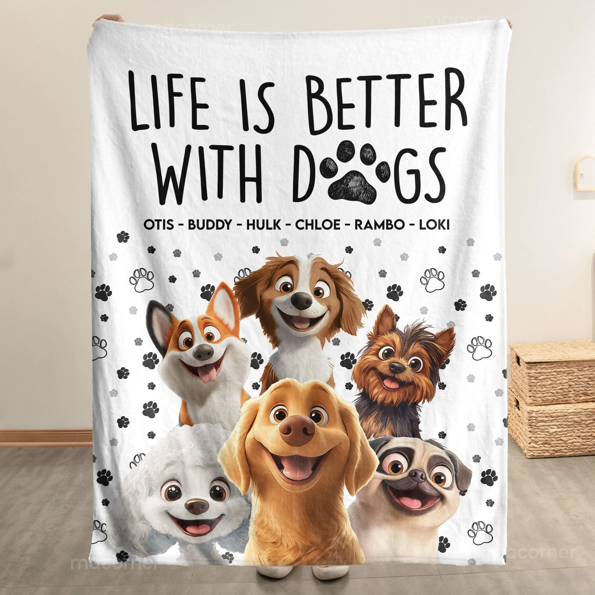 Better With Cartoon Dogs - Personalized Blanket - Gift For Dog Lovers | CLP15 NA94