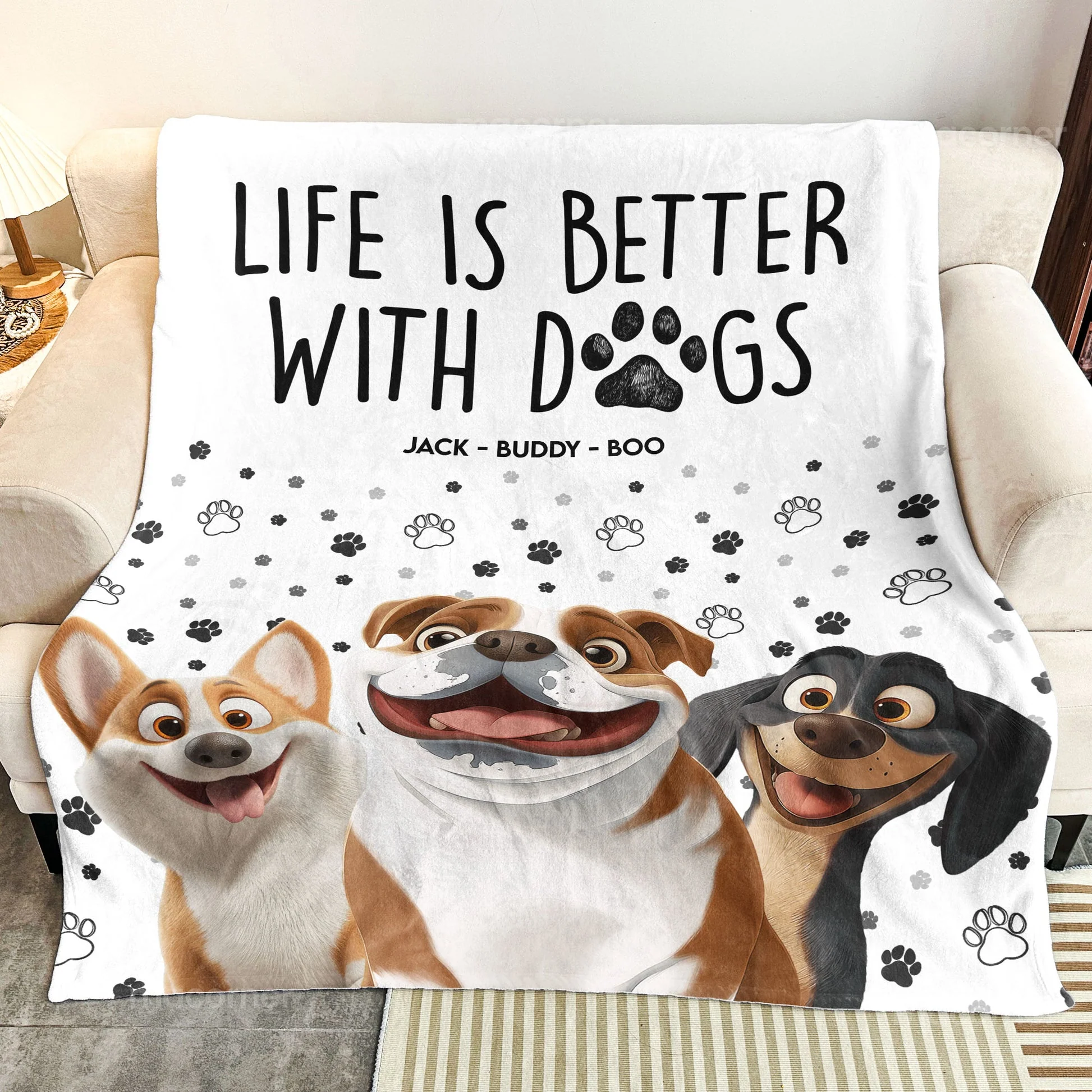 Better With Cartoon Dogs - Personalized Blanket - Gift For Dog Lovers | CLP15 NA94 - Image 2