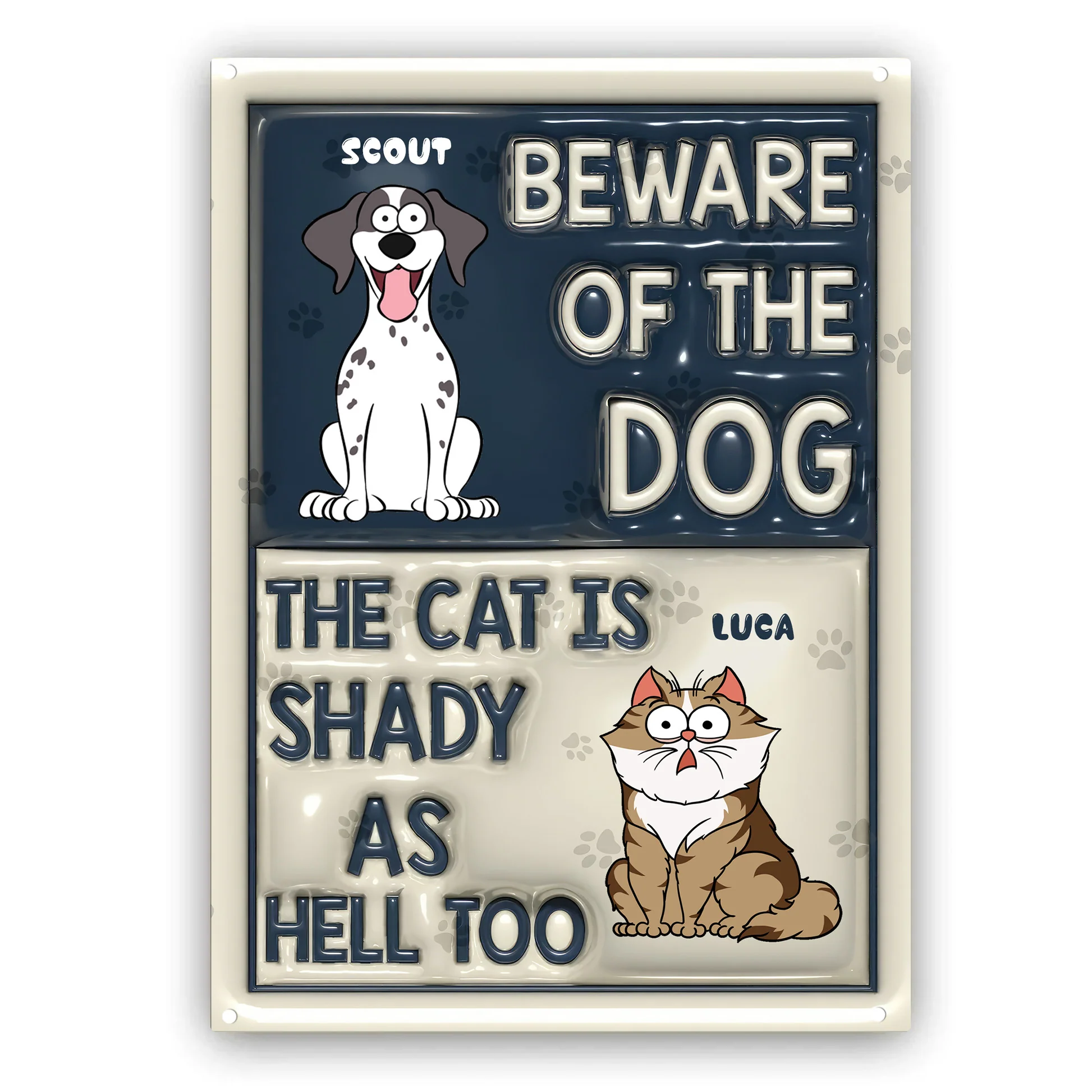 Beware Of Dog Cat - Personalized 3D Inflated Effect Metal Sign - Gift For Pet Lovers | CLPO2 NA94 - Image 2