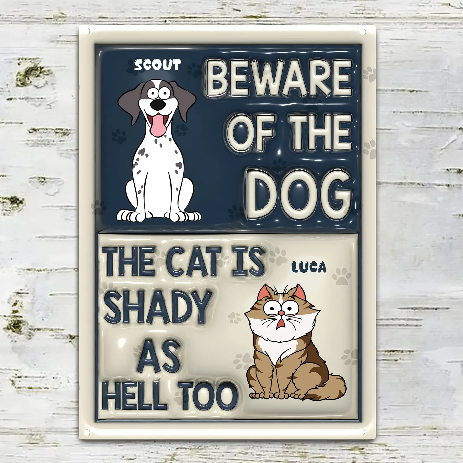 Beware Of Dog Cat - Personalized 3D Inflated Effect Metal Sign - Gift For Pet Lovers | CLPO2 NA94 - Image 3