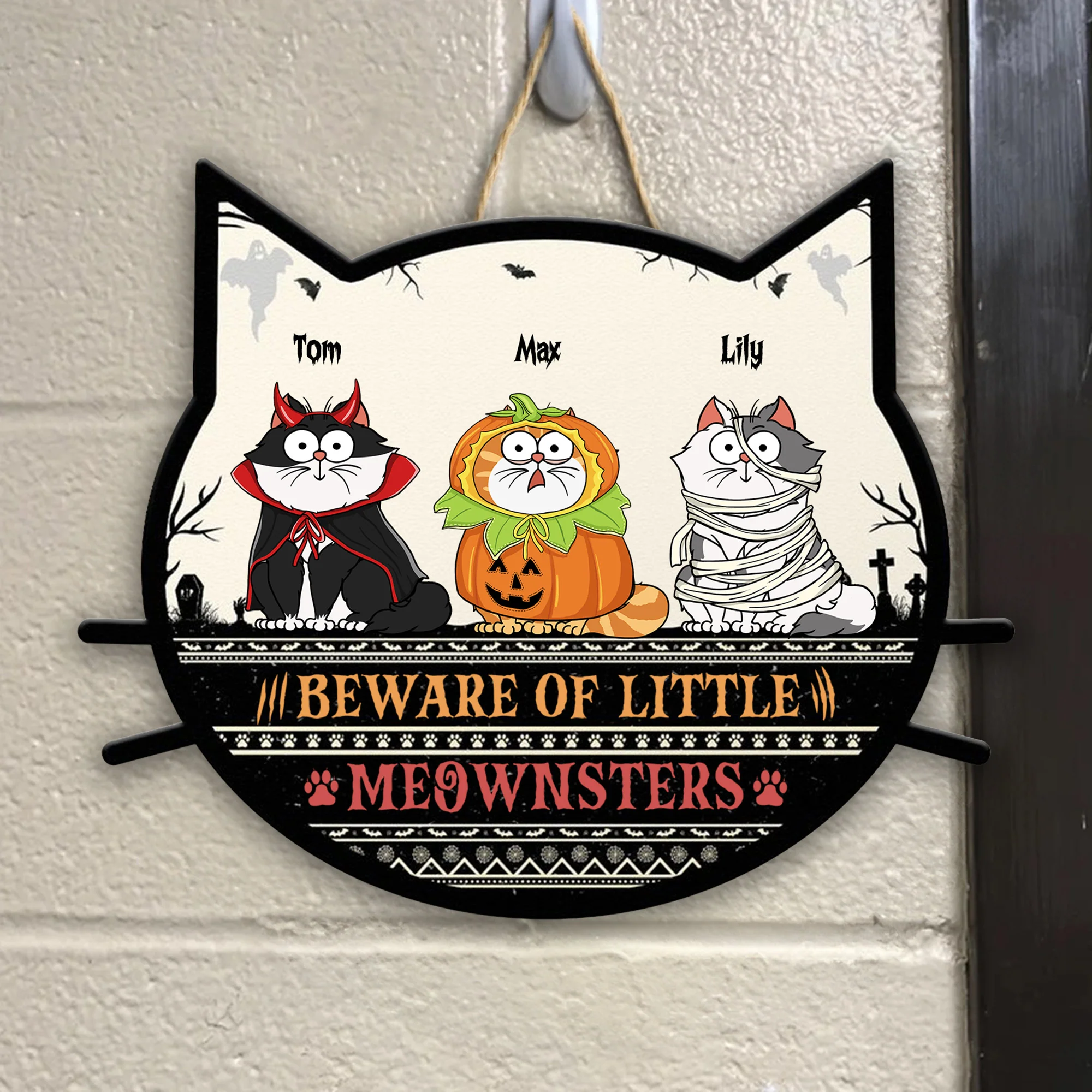 Beware Of Little Meownsters - Personalized Custom Shaped Wood Sign - CLP01 NH96 - Image 3