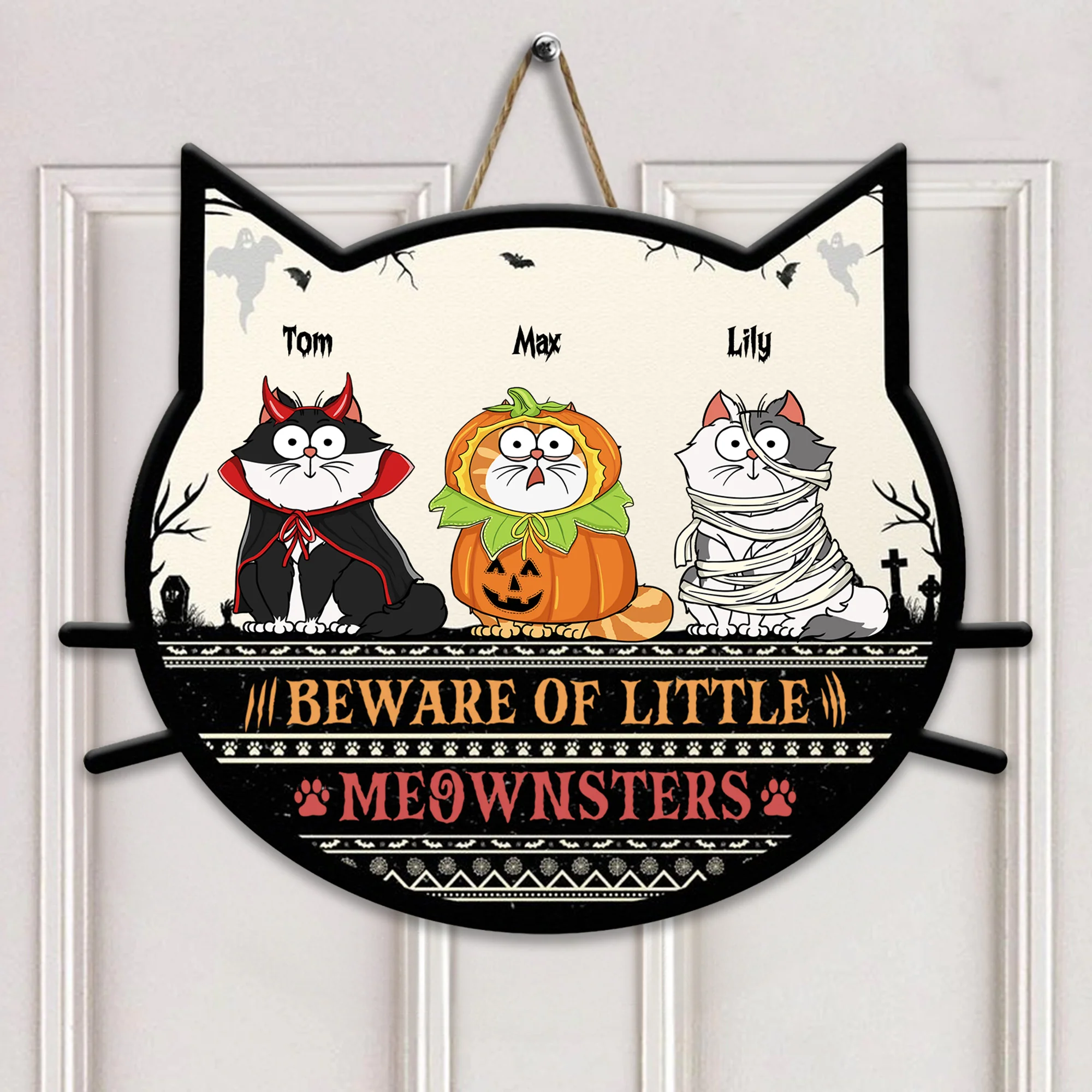 Beware Of Little Meownsters - Personalized Custom Shaped Wood Sign - CLP01 NH96 - Image 4