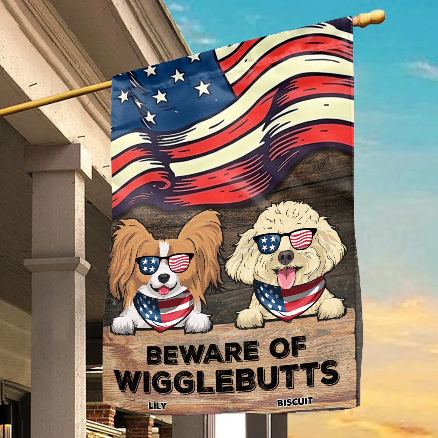 Beware Of Wigglebutt Stars And Stripes - Gift For Dog Lovers - Personalized Flag - Image 3