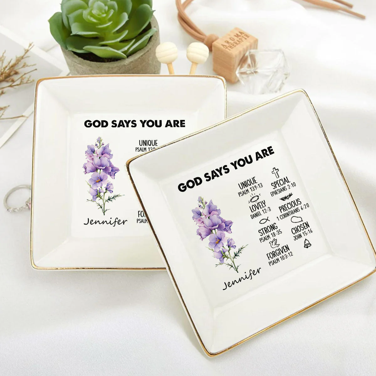 Birth Month God Says You Are - Personalized Jewelry Dish - Gift For Mom, Girlfriend, Wife, Bestie, Sister - NH96 - Image 6