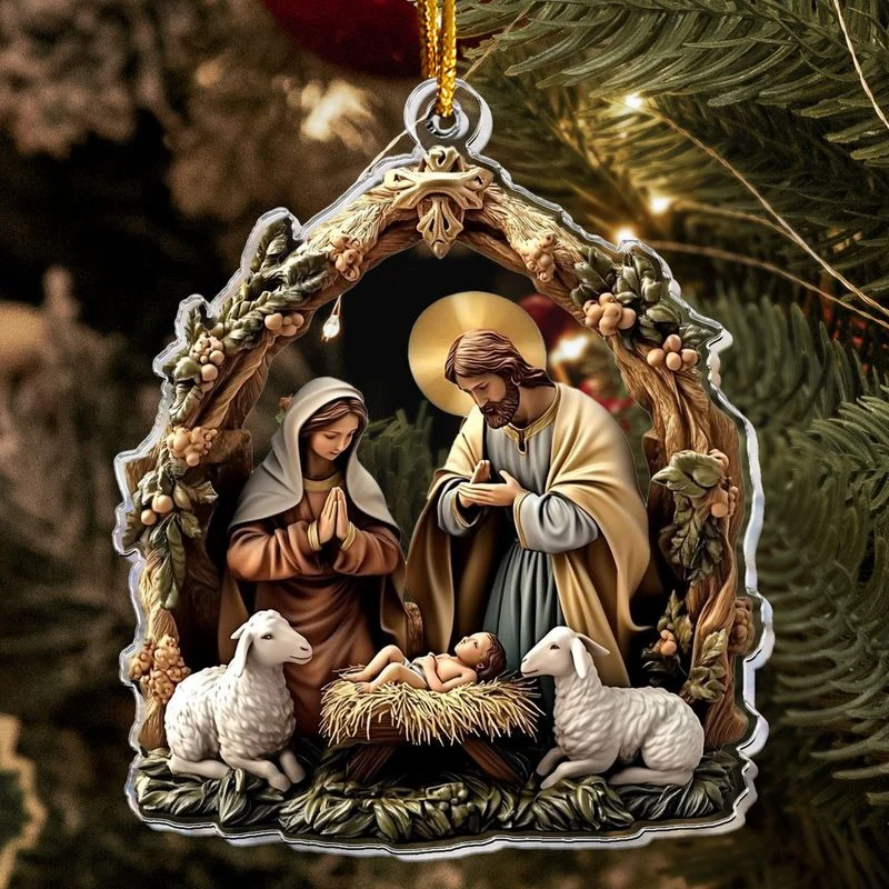 Birth Of Jesus Nativity Scene - Personalized Acrylic Ornament - Gift For Christians NL122