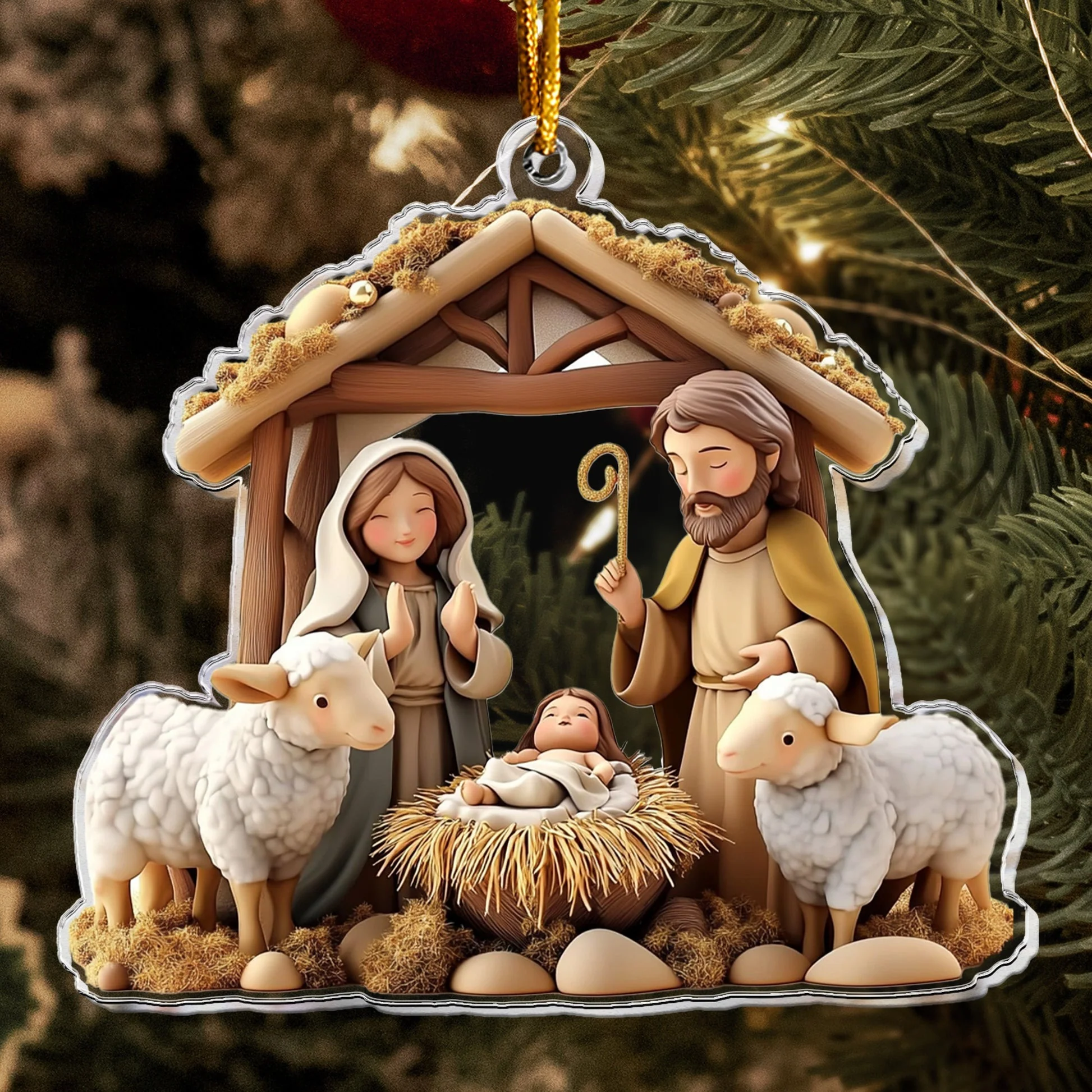 Birth Of Jesus Nativity Scene - Personalized Acrylic Ornament - Gift For Christians NL122 - Image 4