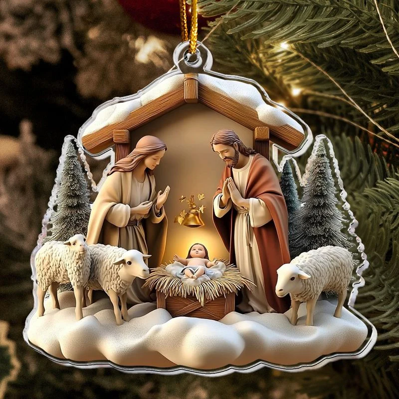 Birth Of Jesus Nativity Scene - Personalized Acrylic Ornament - Gift For Christians NL122 - Image 7