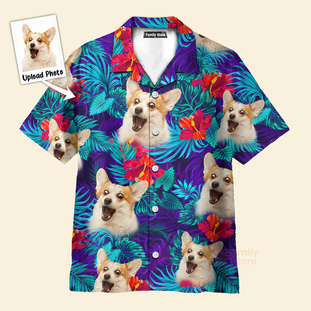 Custom Photo Dog Pet Lover Tropiocal Party - Personalized Hawaiian Shirt - Image 3