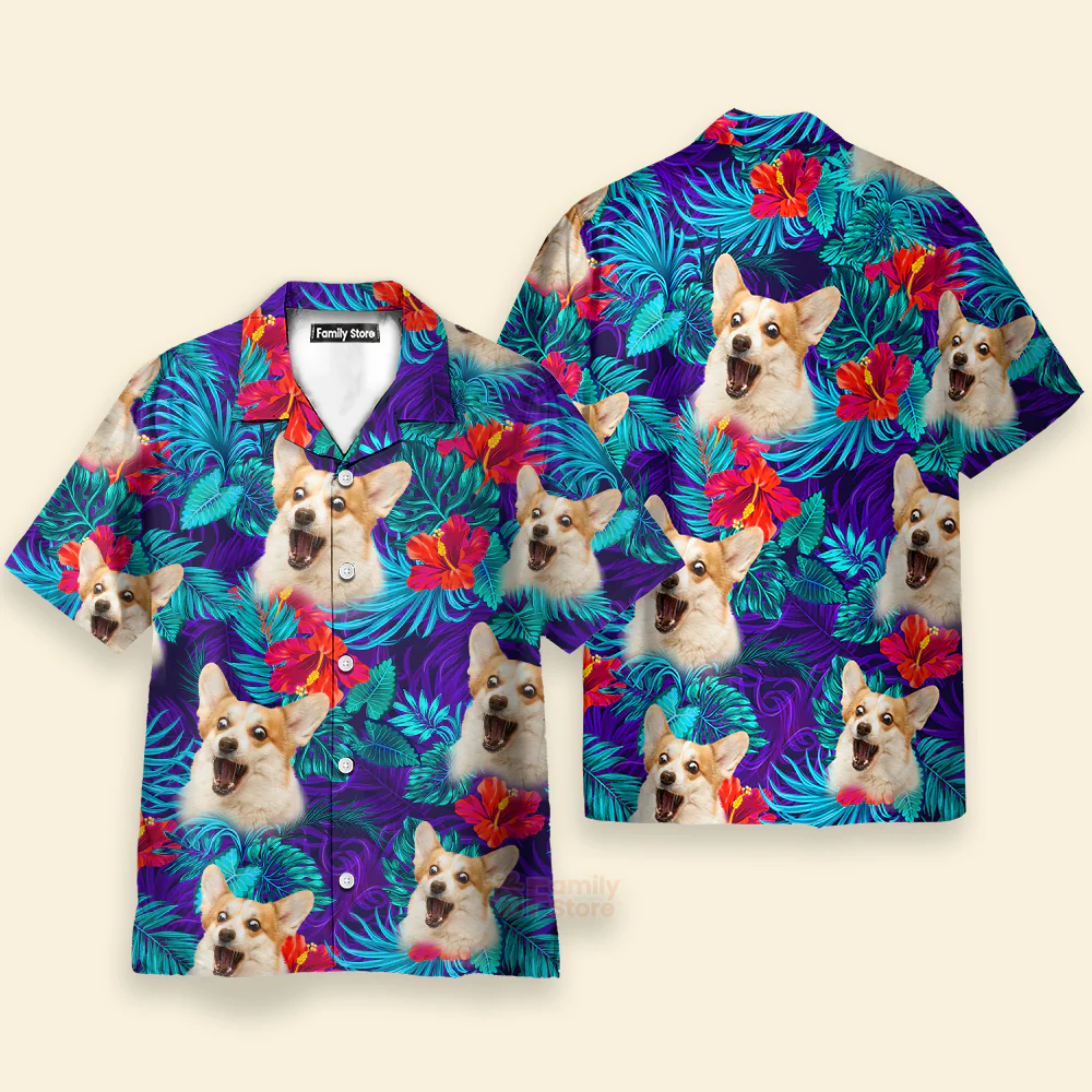 Custom Photo Dog Pet Lover Tropiocal Party - Personalized Hawaiian Shirt - Image 4