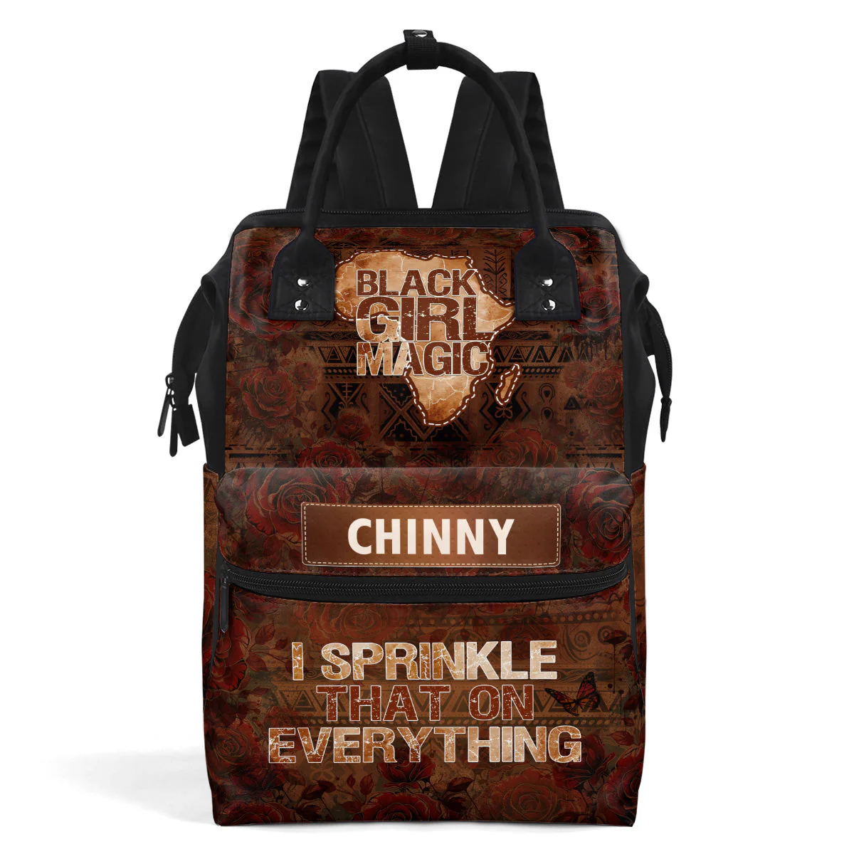 Black Girl Magic Afro Map - Personalized Duckbilled Backpack  – Gift for African American Women HH01