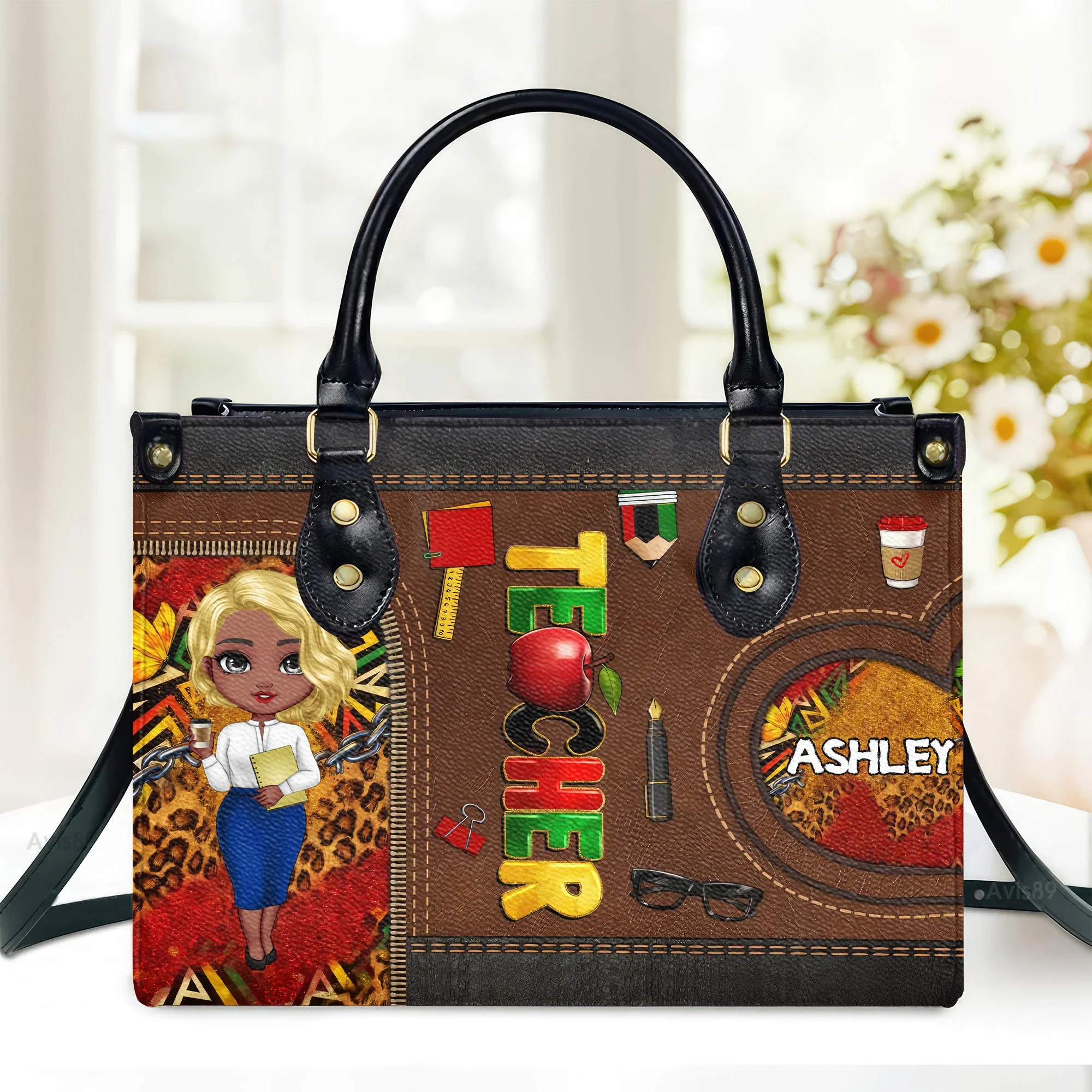 Black Pride Teacher - Personalized Leather Handbag - Black Culture Gift For Teacher's Day | CLTC01 HD95