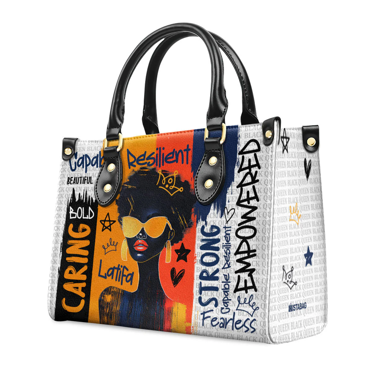 Black Queen Graffiti Style - Personalized Leather Handbag | HN02 - Image 2